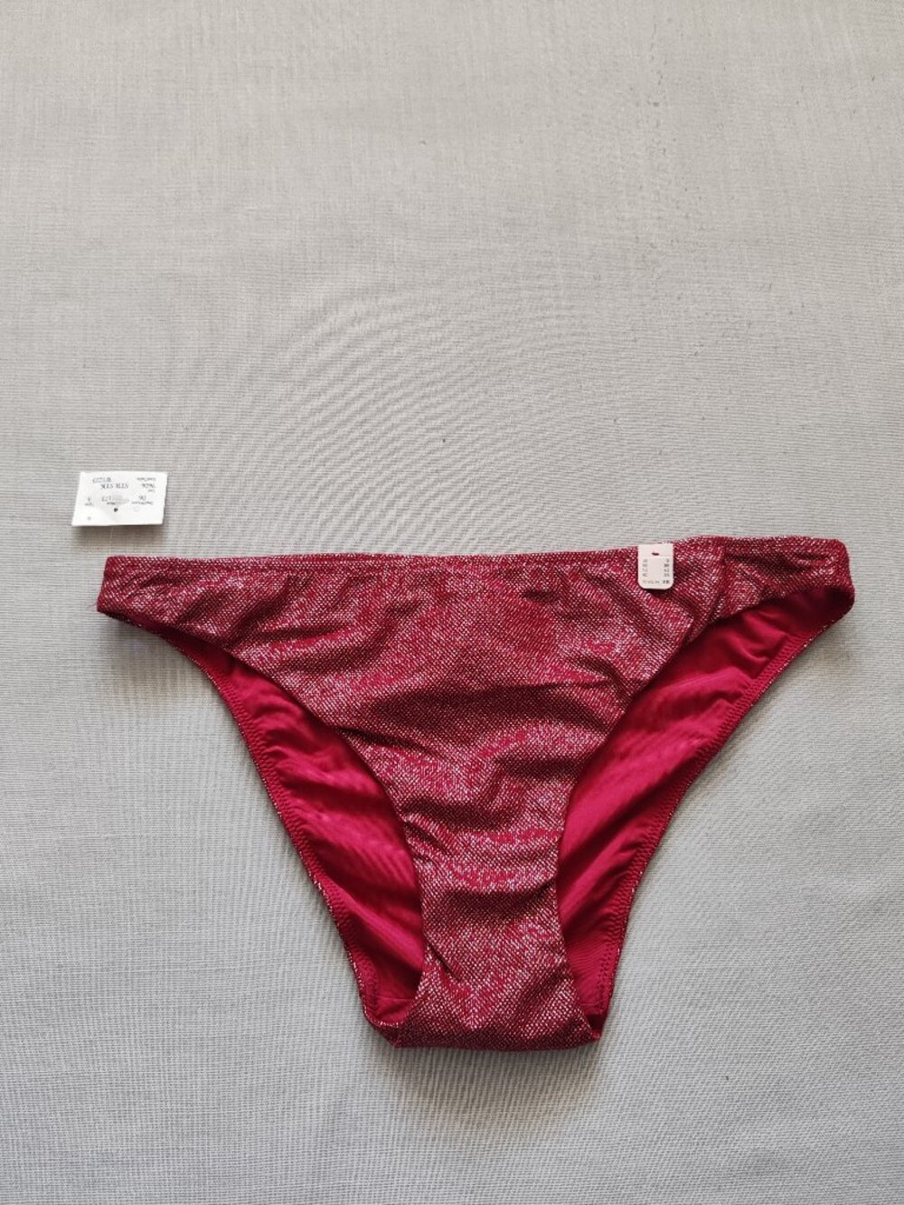 NWT Etam Paris Red Metallic Shimmer Bikini Bottoms | Size S